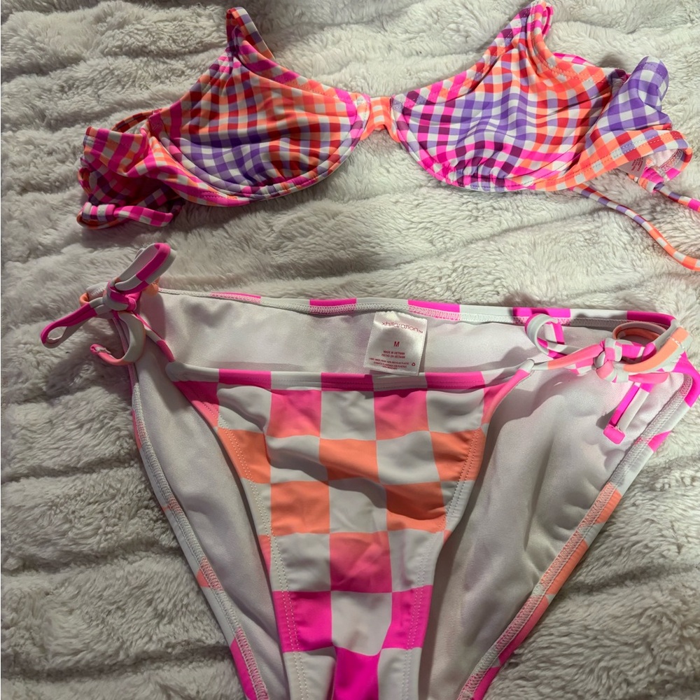 Xhilaration Pink and White Striped Bikini Set